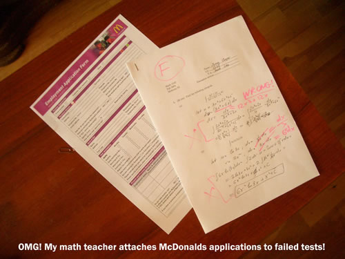 failed test mcdonalds application